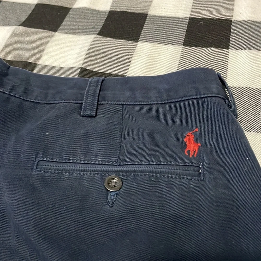 Polo Ralph Lauren Preston Chino Casual Pants 38 x 29 Short Navy Blue Red Pony - Picture 5 of 11